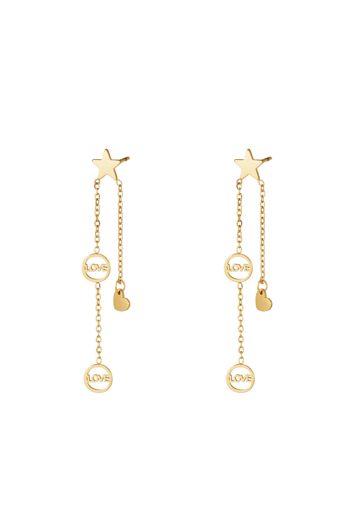 Earrings falling star  Gold Stainless Steel h5 