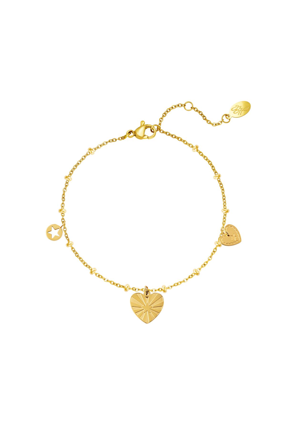 Stainless steel bracelet with heart coins Gold