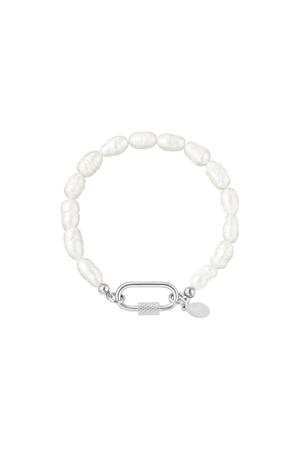 Bracelet de perles avec fermeture ovale Argenté h5 