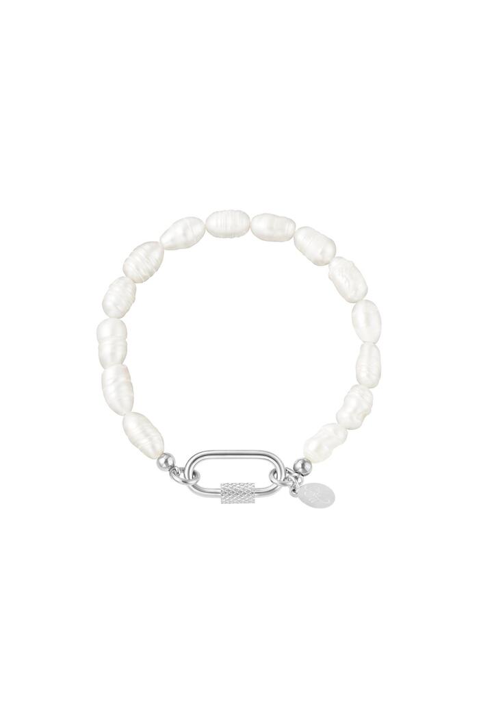 Bracelet de perles avec fermeture ovale Argenté 