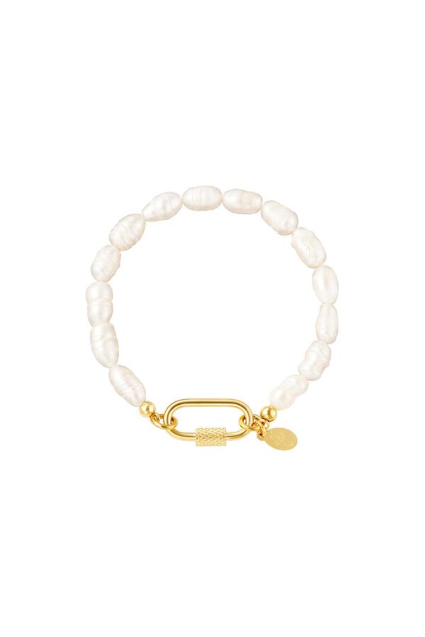 Bracelet de perles avec fermeture ovale Or