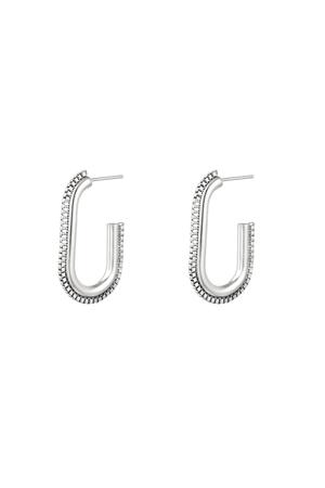 Earrings oval twist chain Silver Stainless Steel h5 