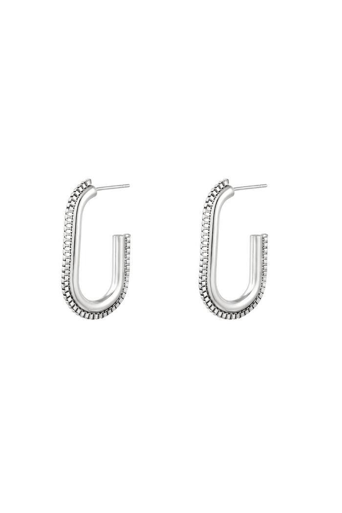Earrings oval twist chain Silver Stainless Steel 