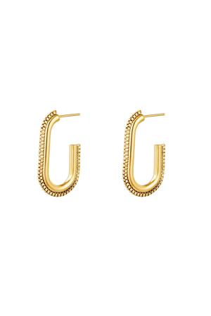 Earrings oval twist chain Gold Stainless Steel h5 