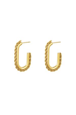 Earrings oval hoop Gold Stainless Steel h5 