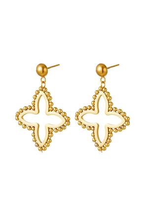 Earrings big clover Gold Stainless Steel h5 