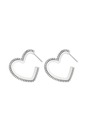 Earrings shackle heart Silver Stainless Steel h5 