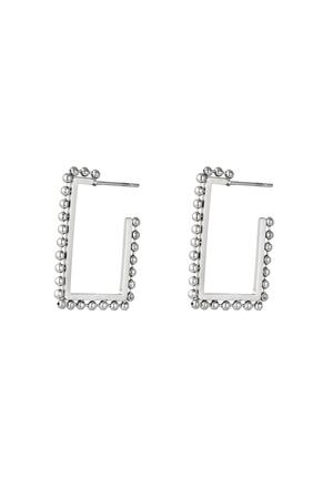 Earrings square dot Silver Stainless Steel h5 