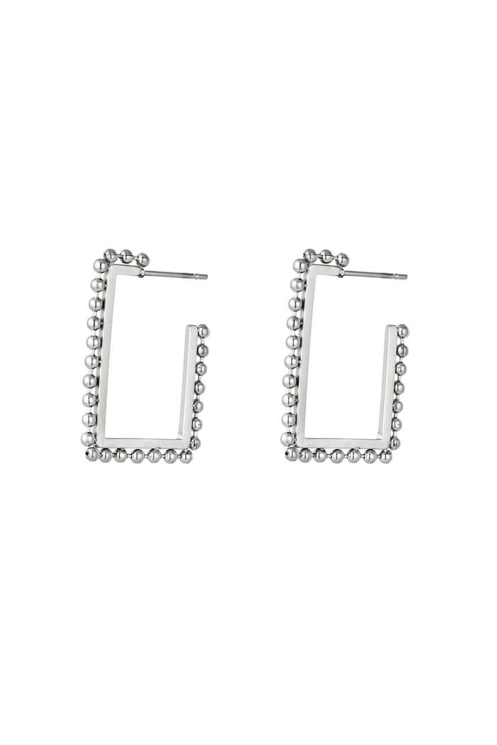 Earrings square dot Silver Stainless Steel 