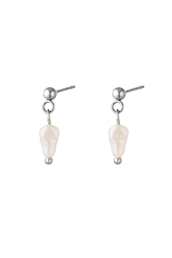 Earrings hanging pearl Silver Stainless Steel 