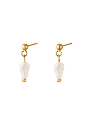 Earrings hanging pearl Gold Stainless Steel h5 