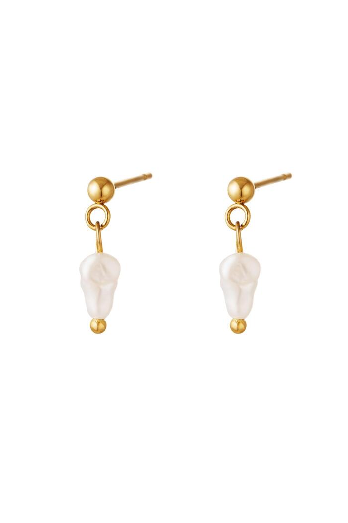 Earrings hanging pearl Gold Stainless Steel 