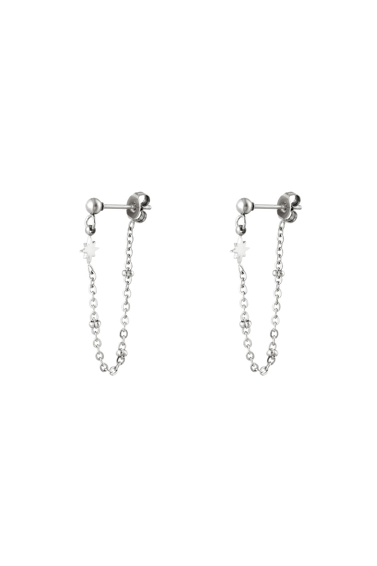 Stainless steel earrings with chain Silver 