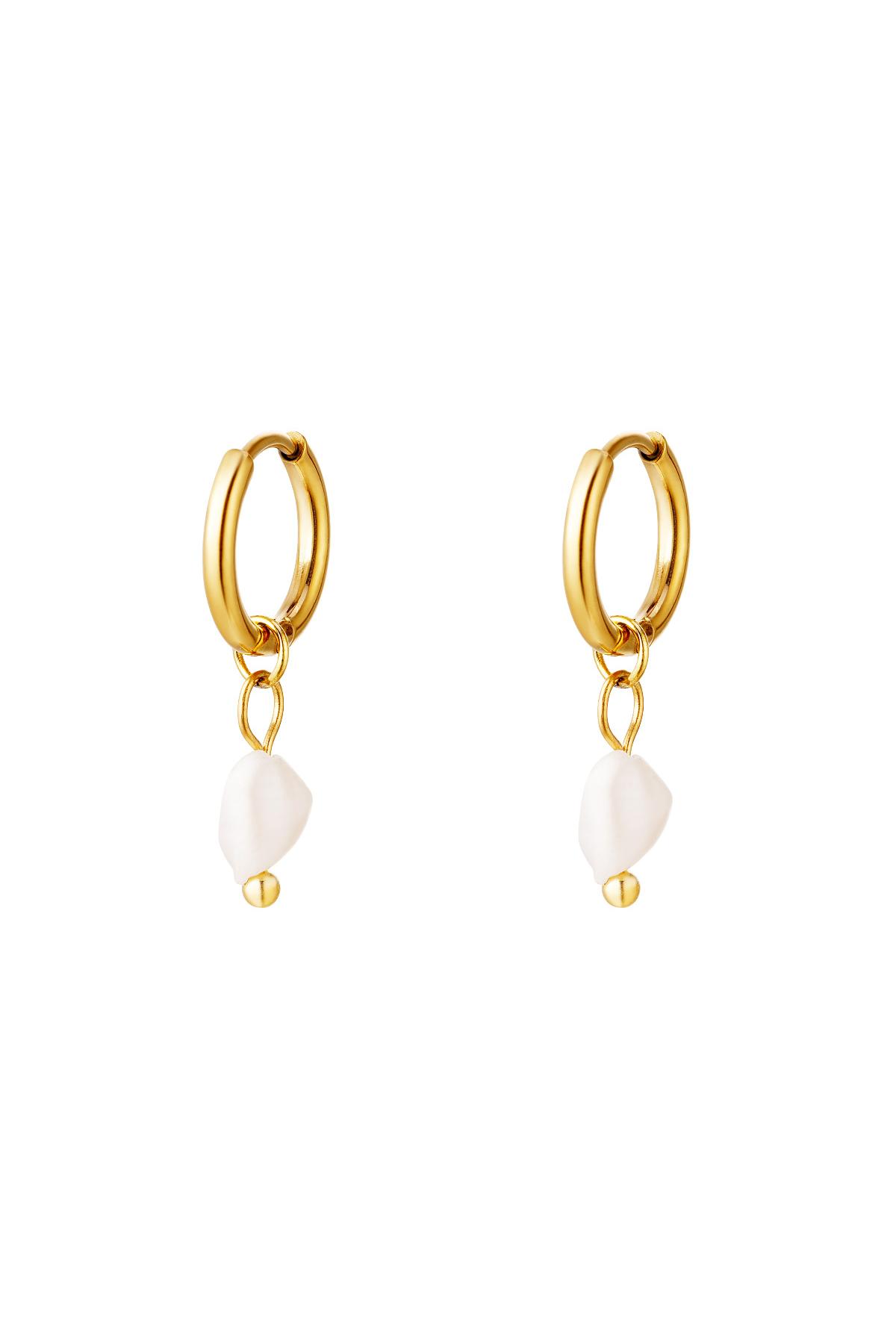 Earrings sweet water pearl Gold Color Stainless Steel