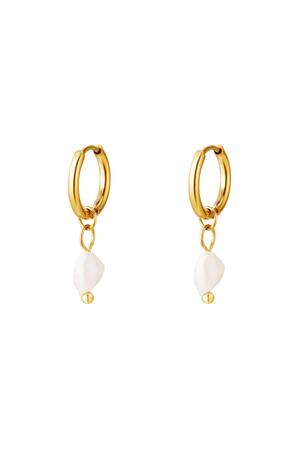 Earrings sweet water pearl Gold Stainless Steel h5 