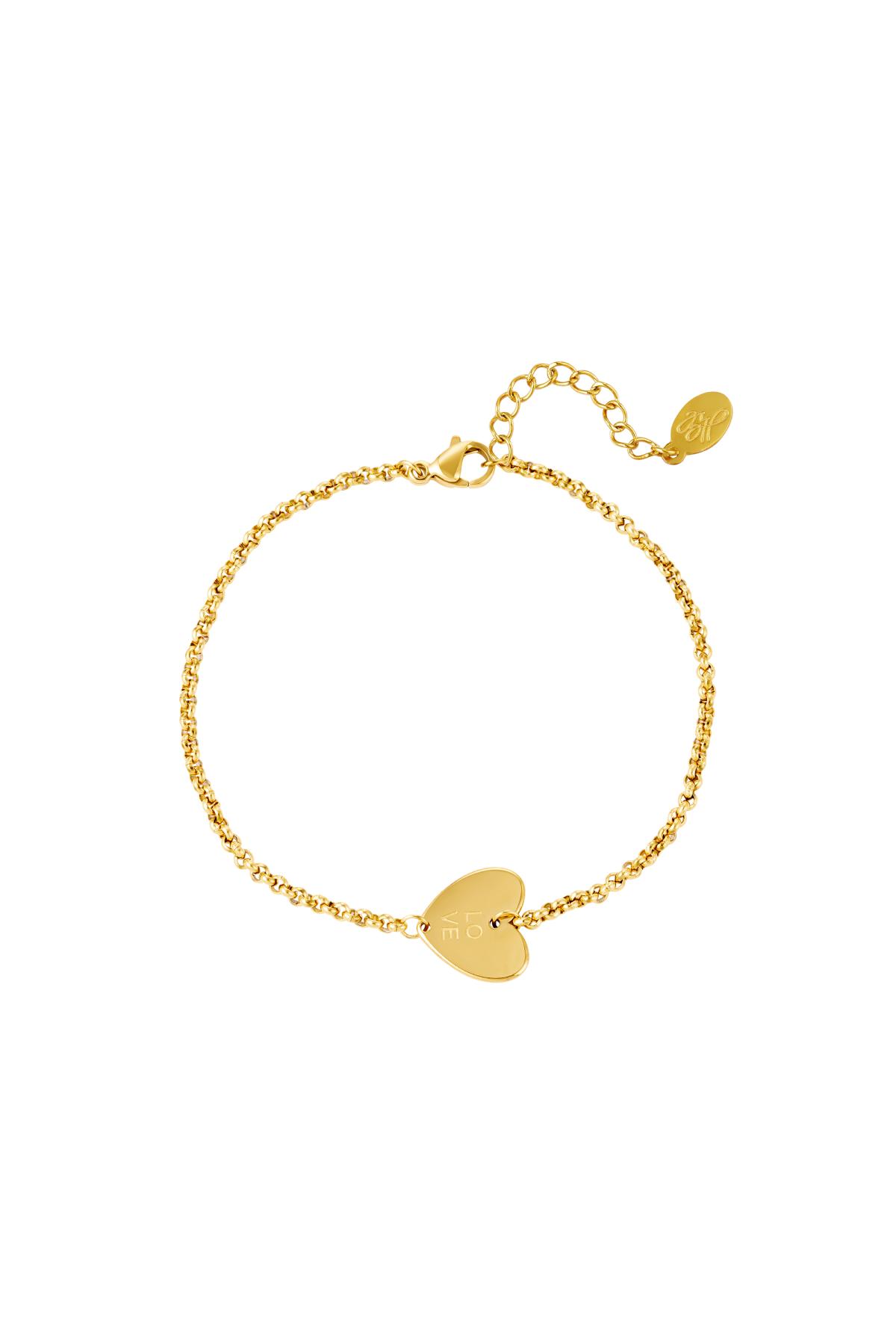 Bracelet with heart charm Gold Stainless Steel