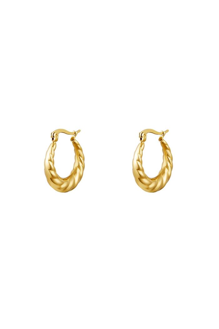 Earrings Baguette Gold Stainless Steel 