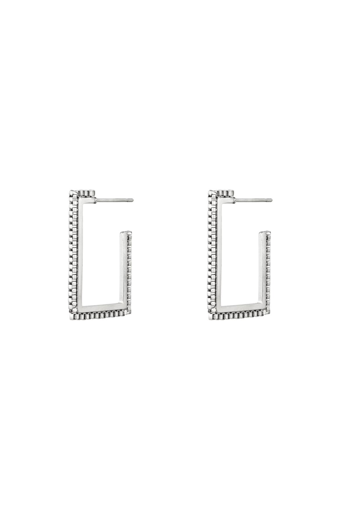 Earrings rectangle shackle Silver Color Stainless Steel 2