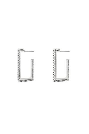 Earrings rectangle shackle Silver Stainless Steel h5 