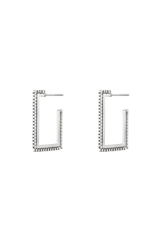 Earrings rectangle shackle Silver Stainless Steel 