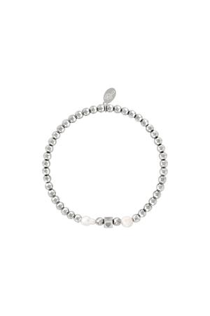 Bracciale perline con perle Silver Stainless Steel h5 