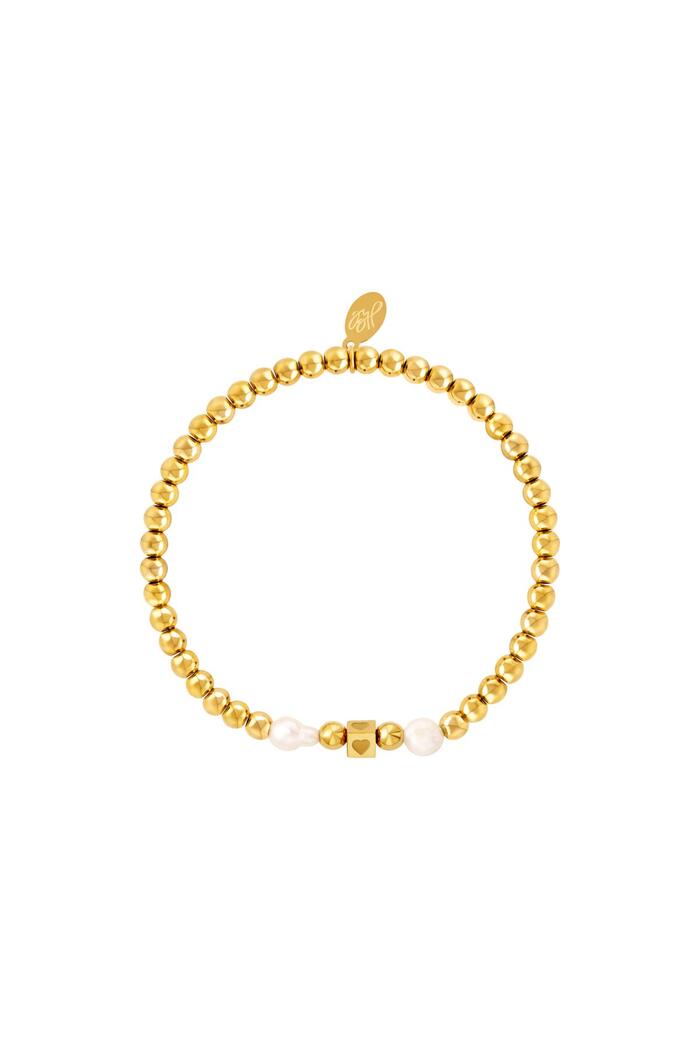 Bracciale perline con perle Gold Stainless Steel 