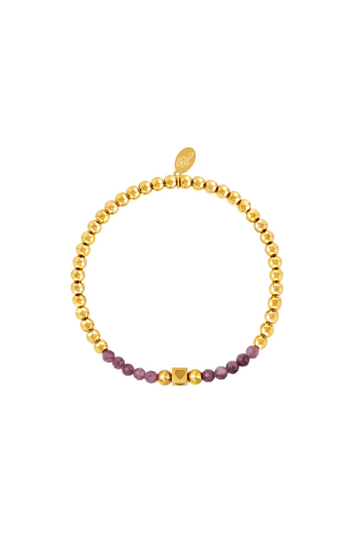 Bracelet de perles en acier inoxydable avec pierres Violet