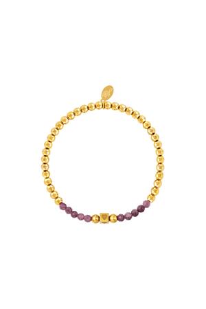 Stainless steel beaded bracelet with stones Purple h5 