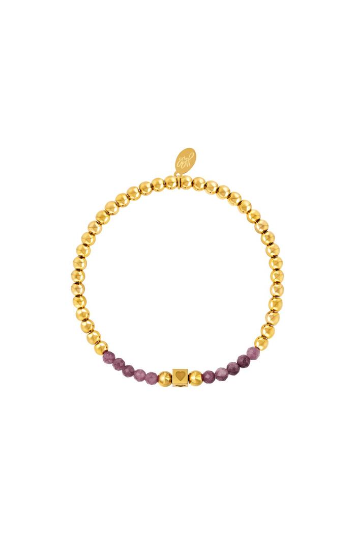 Stainless steel beaded bracelet with stones Purple 