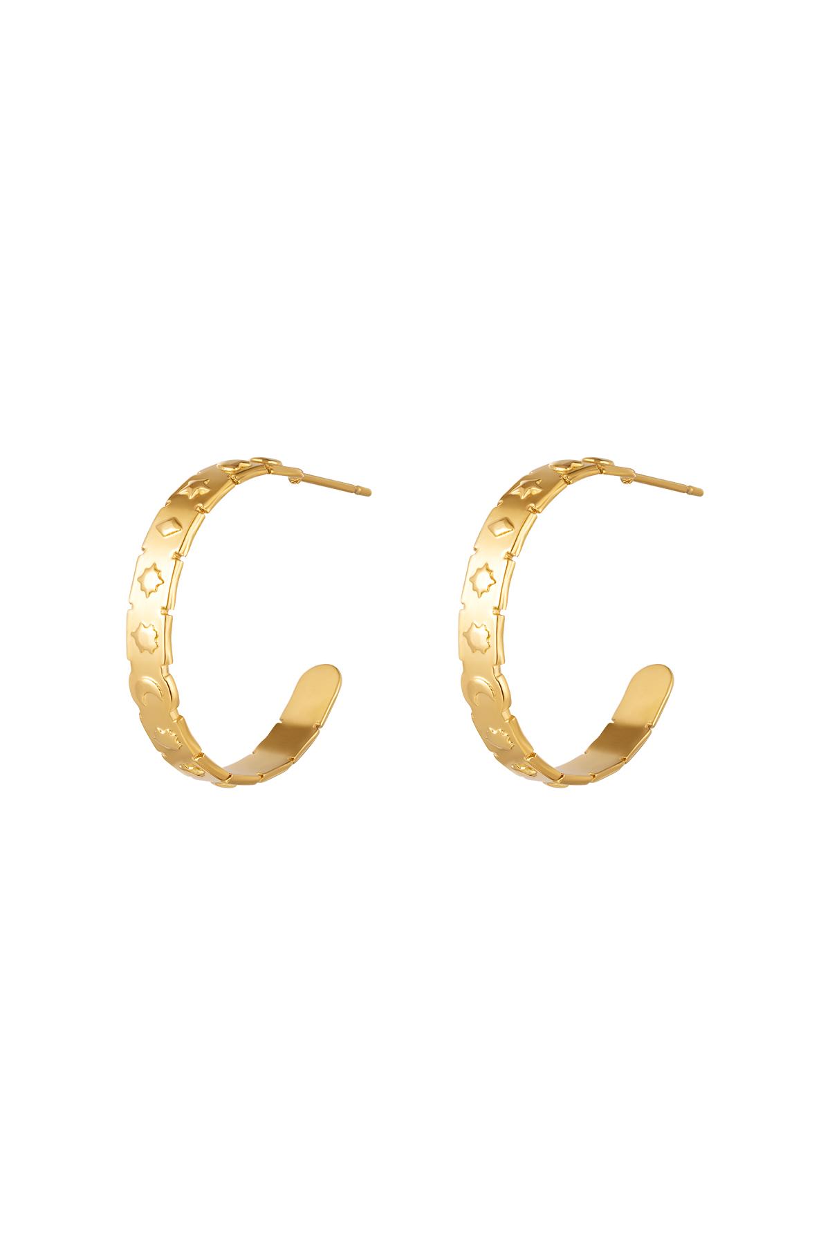 Semicircular earrings universe Gold Stainless Steel