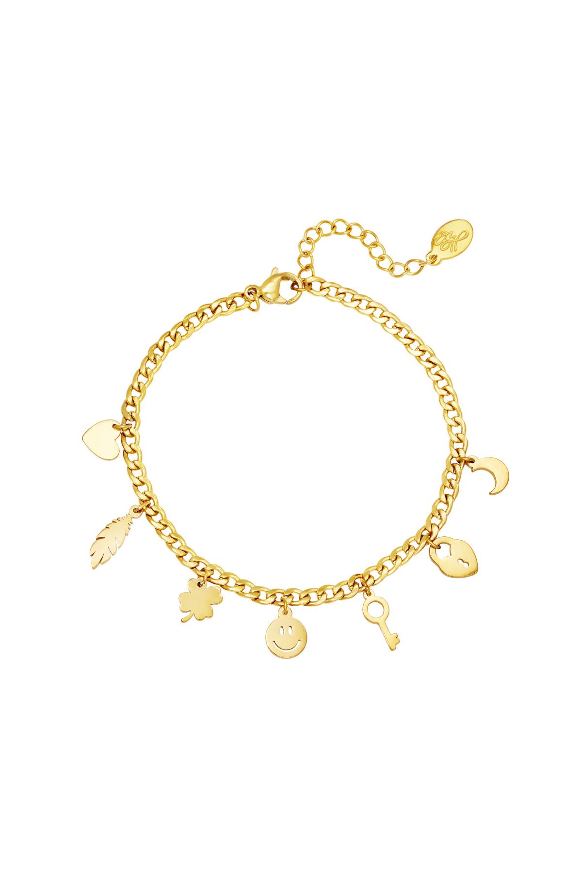 Bracciale con ciondoli in acciaio inossidabile Gold Stainless Steel