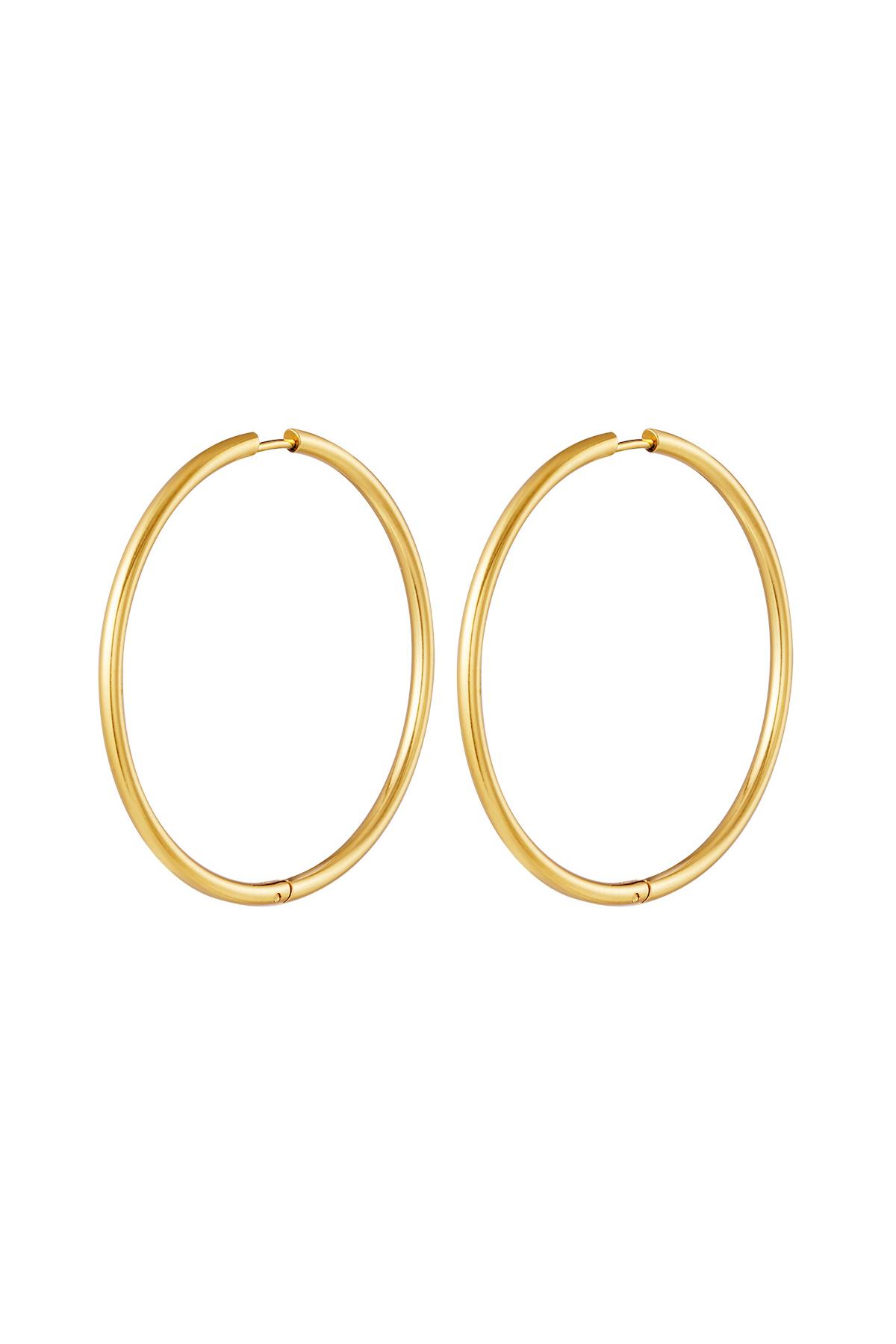 Stainless steel earrings hoops large Gold h5 