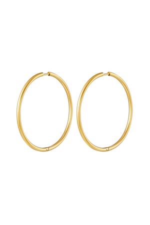 Stainless steel earrings hoops large Gold h5 
