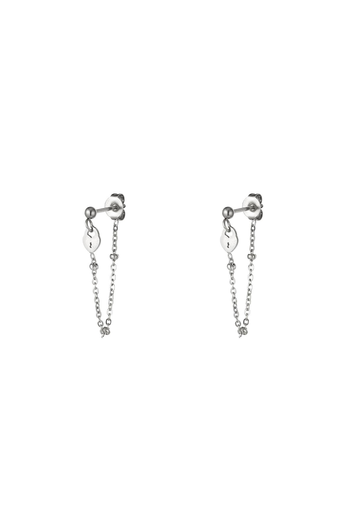 Pendientes cerradura con llave Plata Acero inoxidable h5 