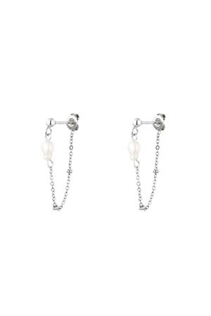 Stainless steel earring with pearl Silver h5 