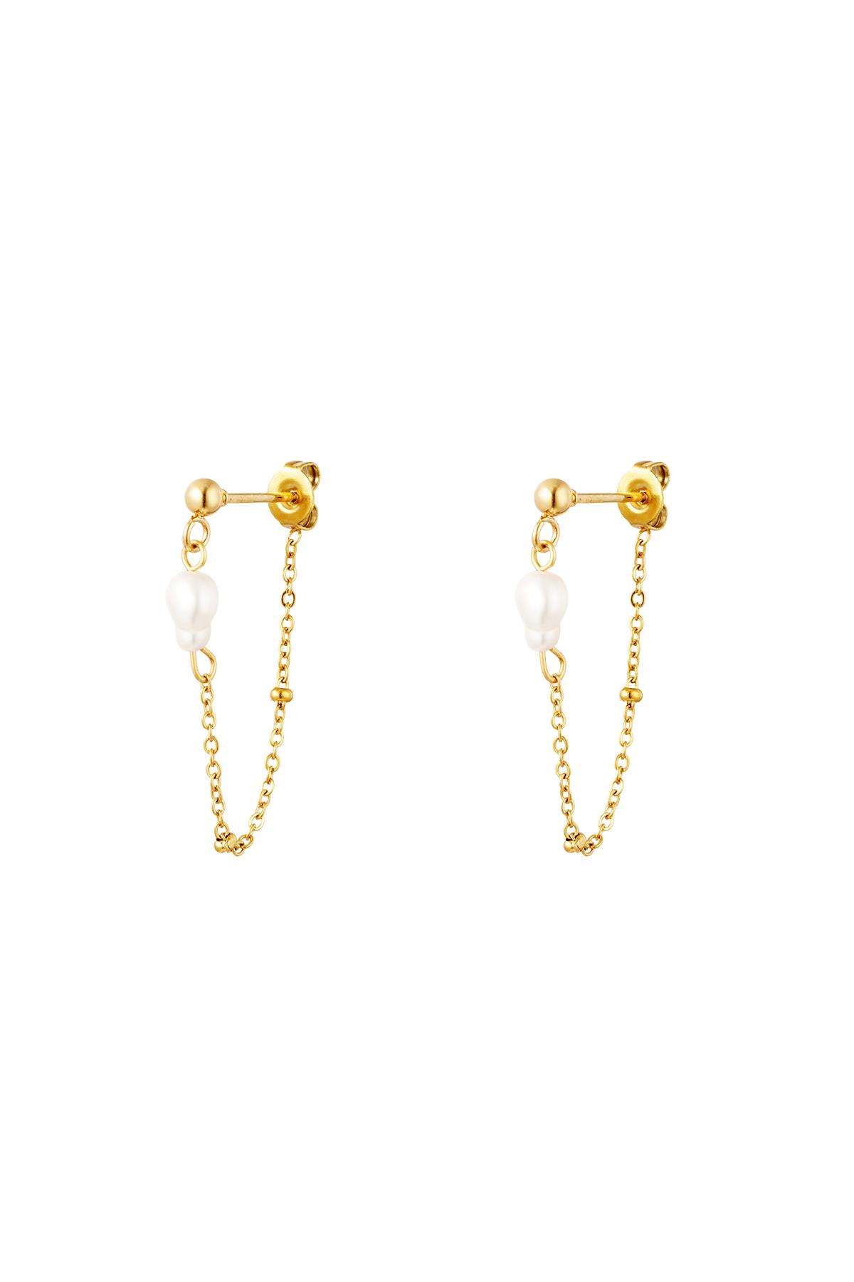 Stainless steel earring with pearl Gold color