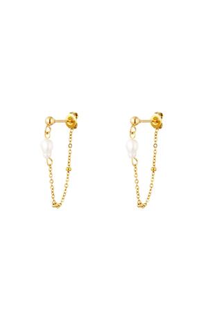 Stainless steel earring with pearl Gold h5 