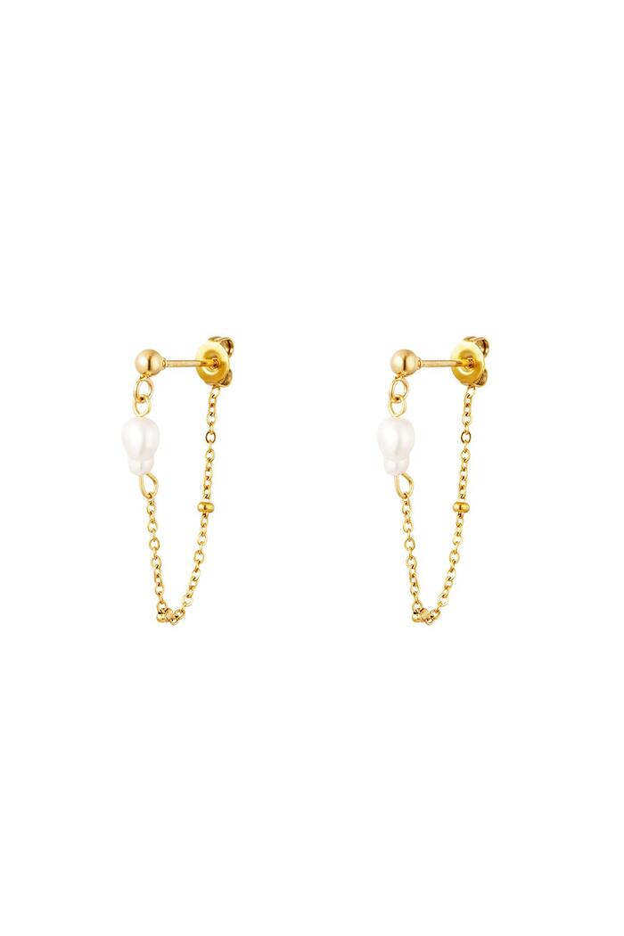 Stainless steel earring with pearl Gold 