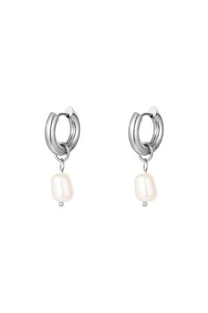 Stainless steel earrings pearls simple Silver h5 
