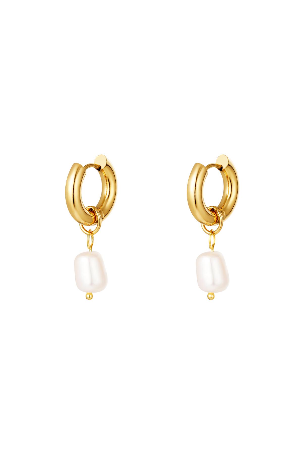 Pendientes de acero inoxidable perlas simples Oro