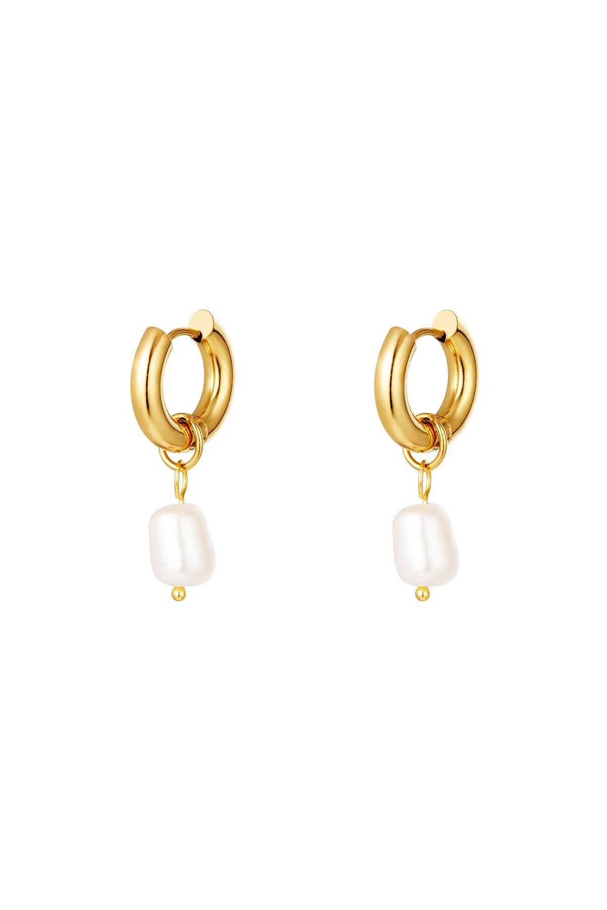 Stainless steel earrings pearls simple Gold color