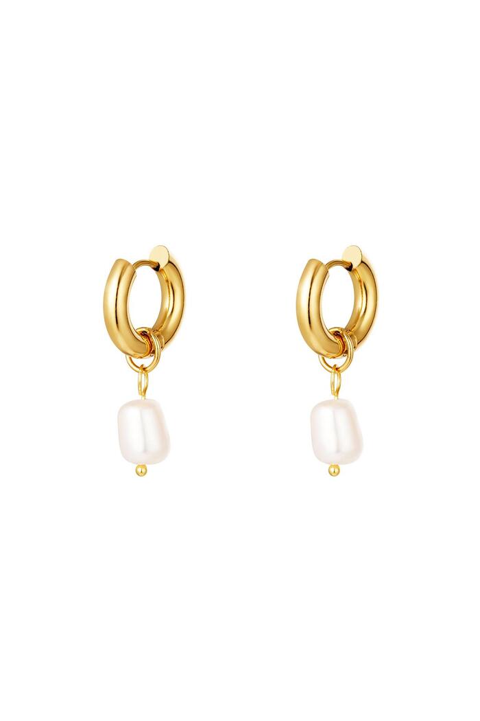 Pendientes de acero inoxidable perlas simples Oro 