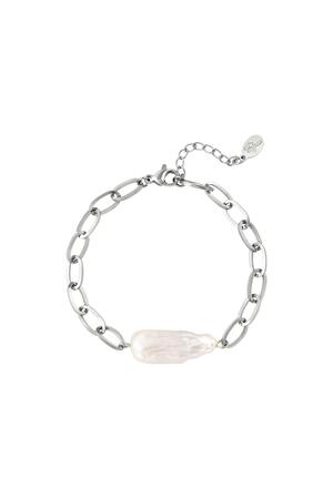 Bracelet en acier inoxydable avec grosse perle Argenté h5 