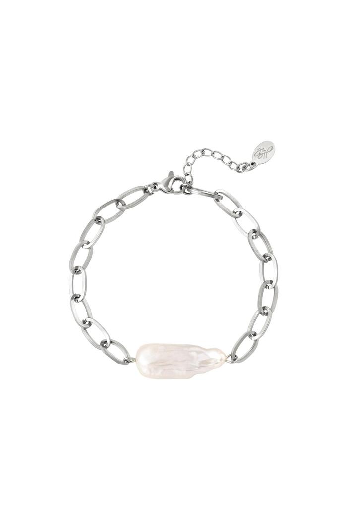 Bracelet en acier inoxydable avec grosse perle Argenté 