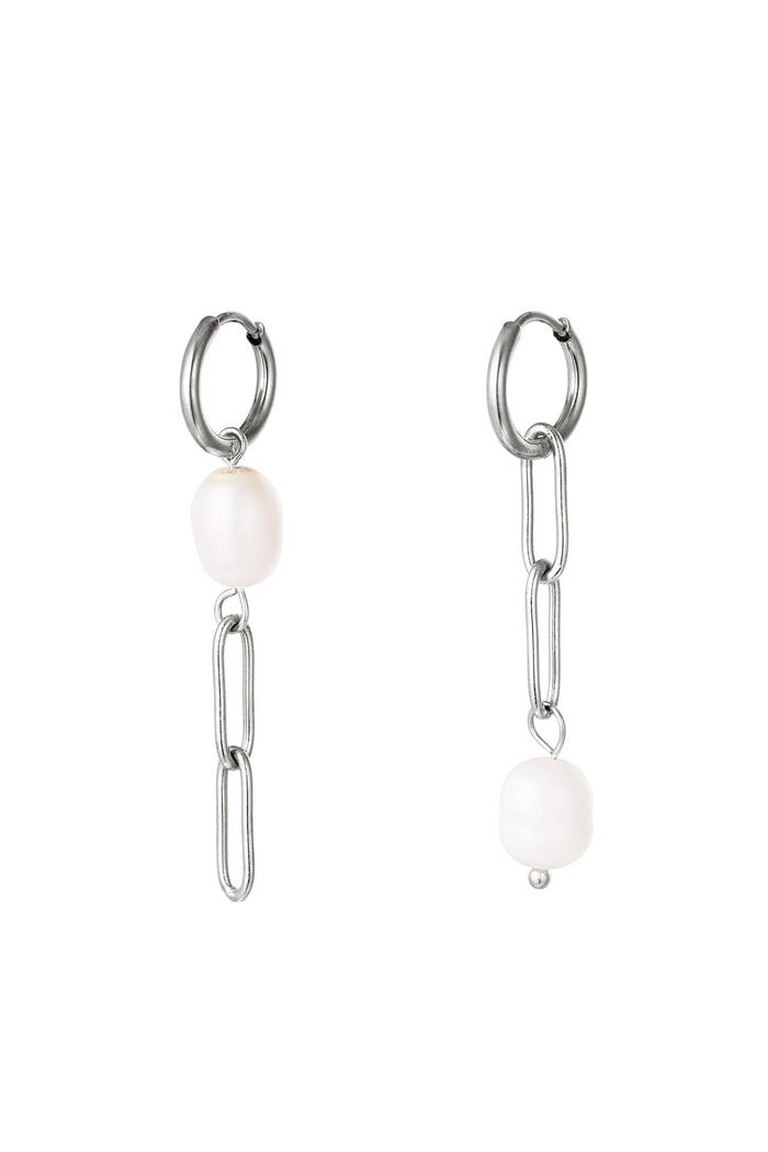 Dangling earrings with pearl Silver Stainless Steel 