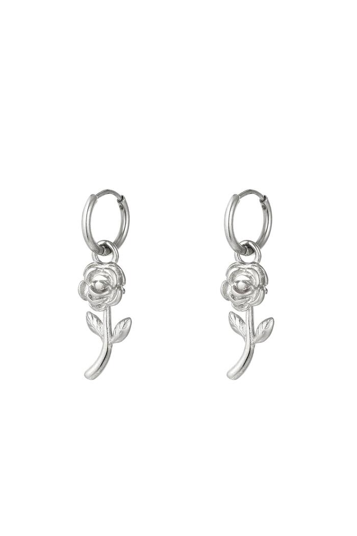 Earrings Flower Silver Stainless Steel 