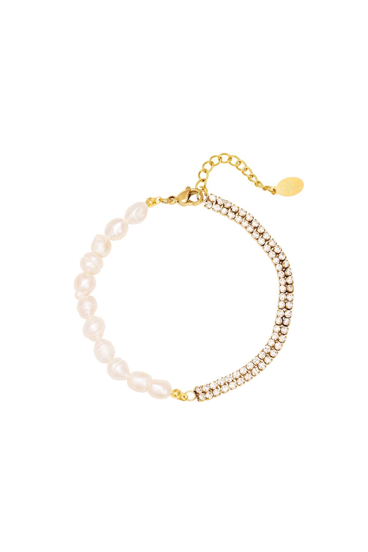 Stainless steel bracelet pearls Gold 