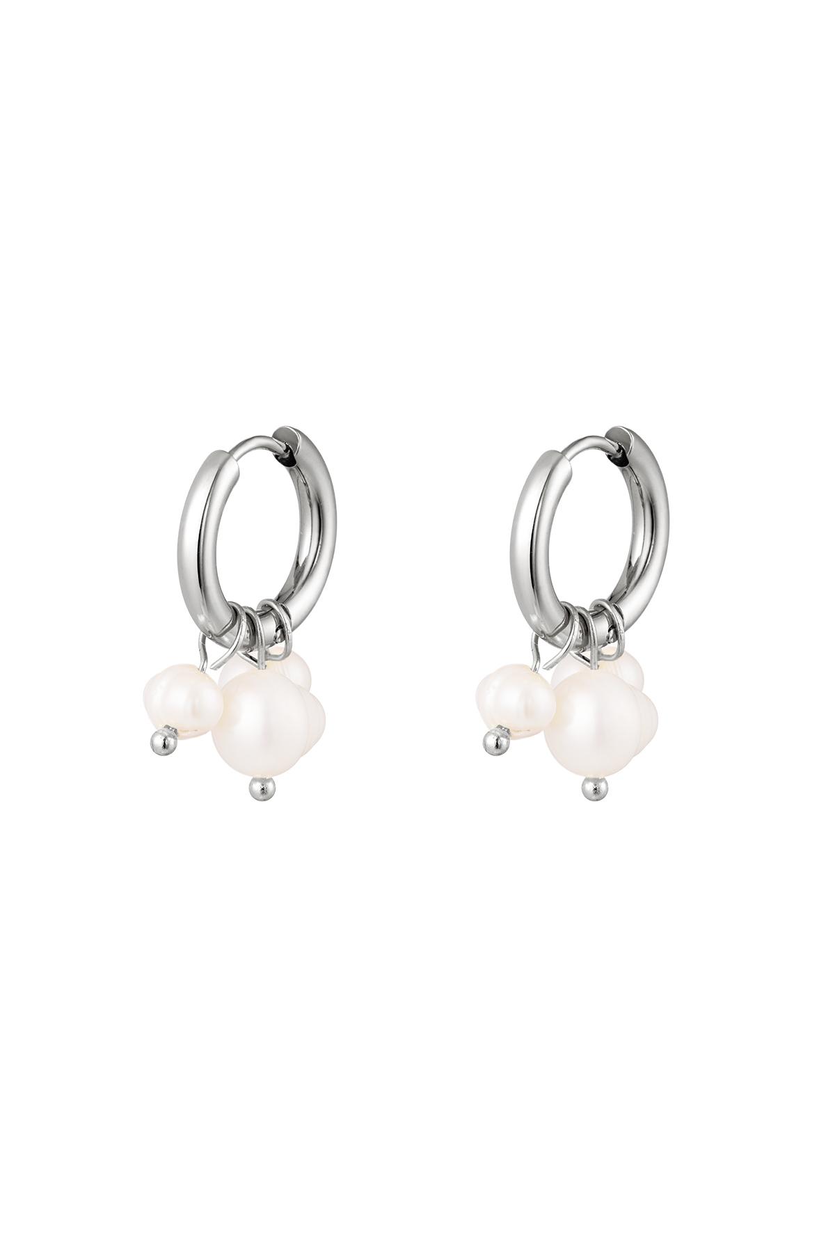 Earrings with dangling pearls Silver Stainless Steel