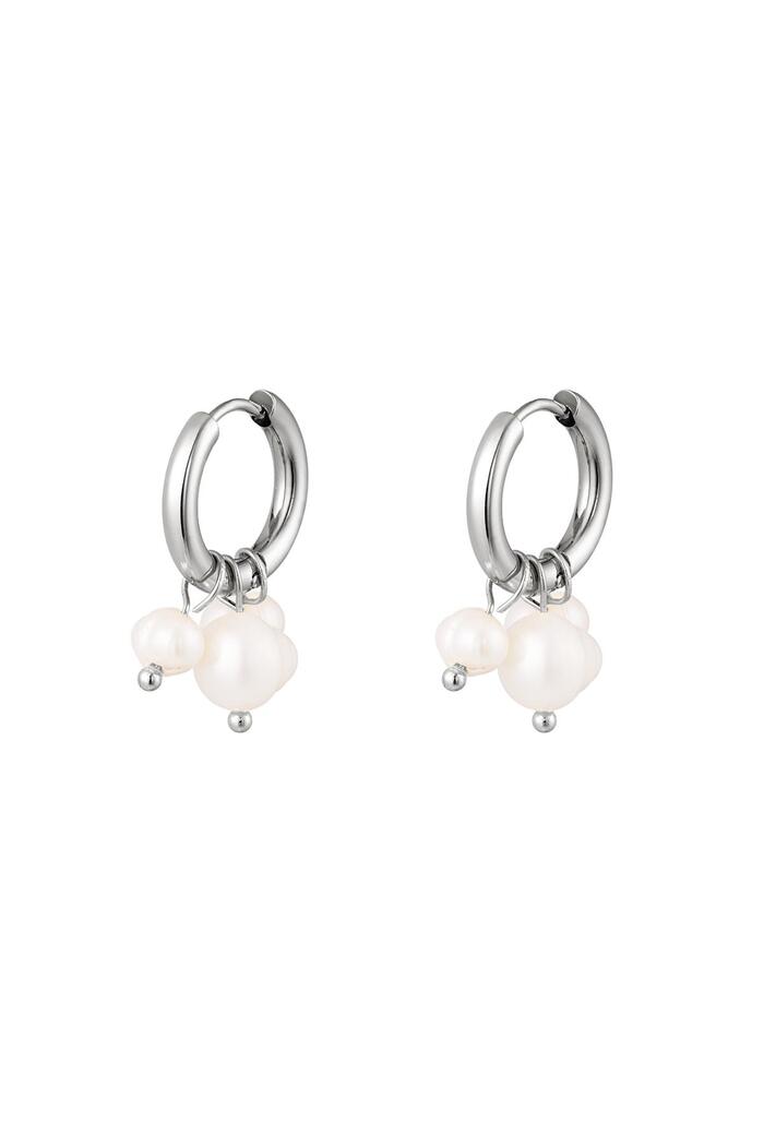 Earrings with dangling pearls Silver Stainless Steel 