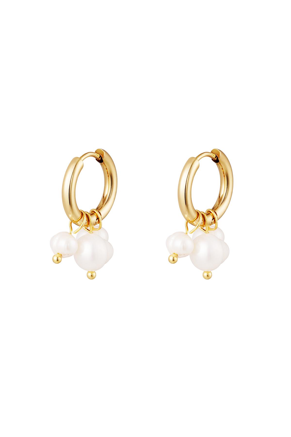 Earrings with dangling pearls Gold Color Stainless Steel 2